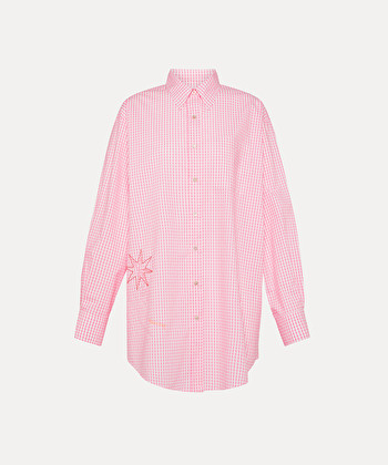 Forte Forte moon-embroidered checked shirt - Purple