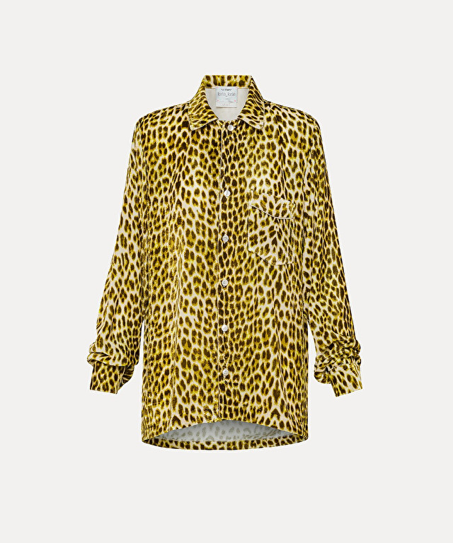 chemise en velours avec imprimé “the twilight leopard”