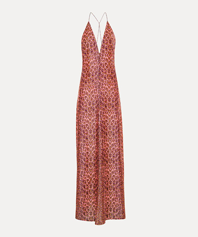 velvet slip dress with “the twilight leopard” print