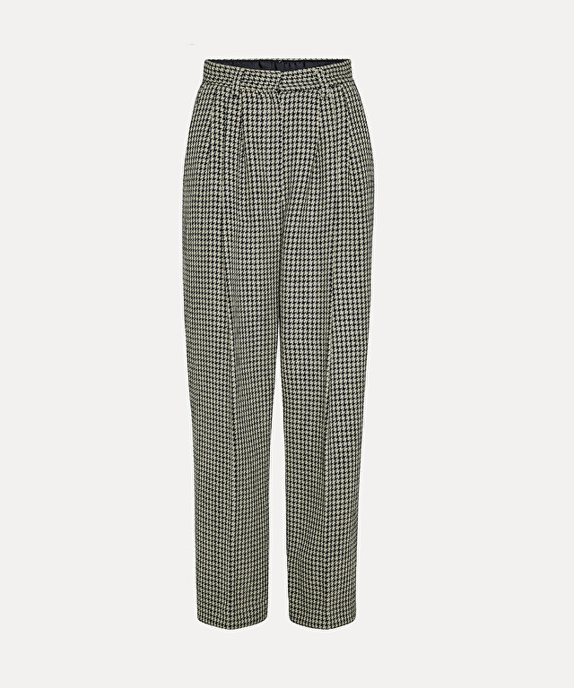 high-waist trousers in a houndstooth check