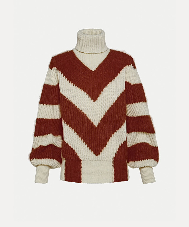 turtleneck knit with intarsia detailing in mohair and cashmere