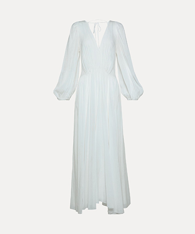 long dress in cotton and silk voile