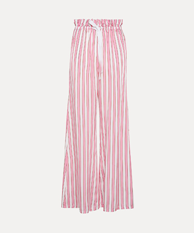 palazzo pants in striped satin