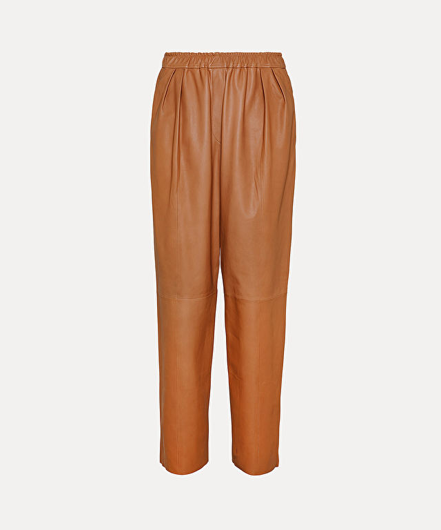 pantalon en cuir nappa avec élastique