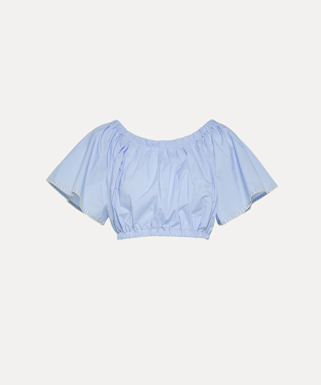 crop top in embroidered bci cotton poplin