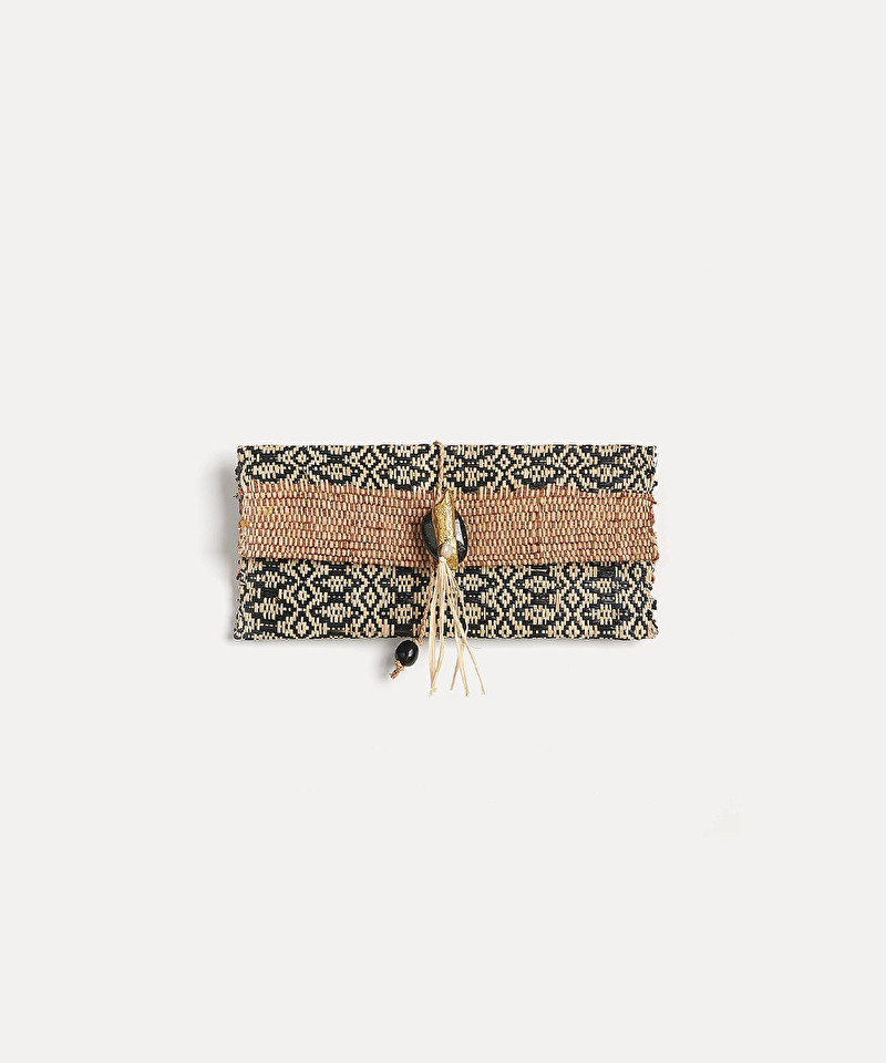 woven raffia clutch