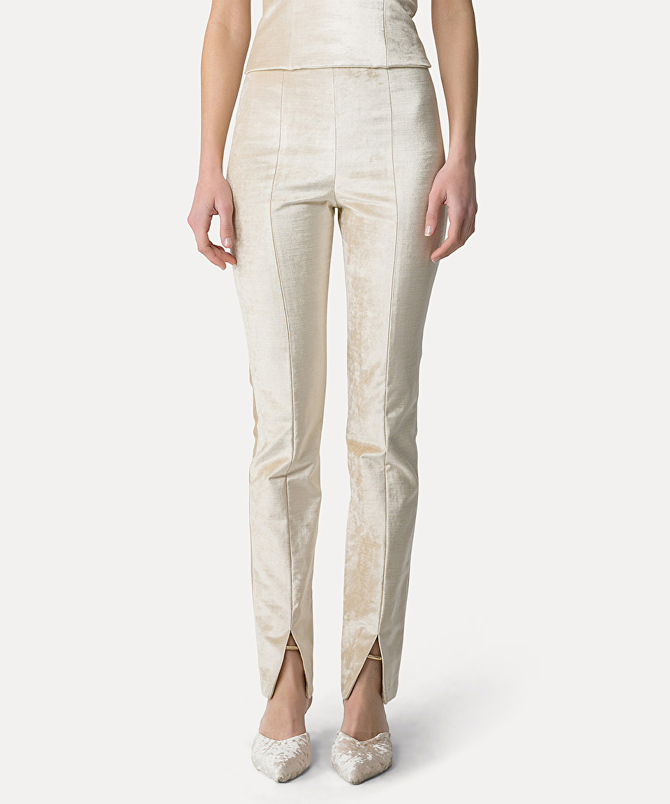 Bottega Veneta: Off-White Silk Trousers | SSENSE | Pants for women, Silk  trousers, Silk pants