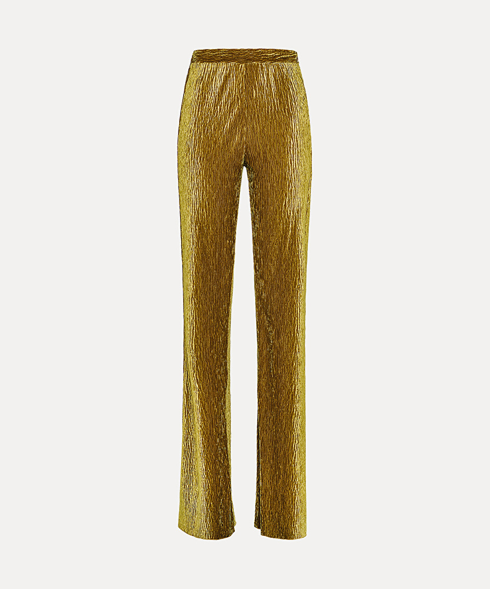 flared trousers in crushed velvet