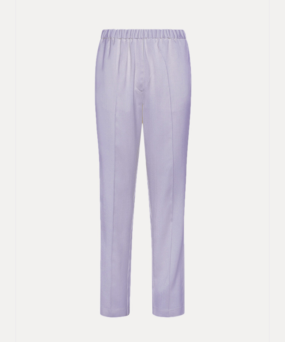 trousers with an elasticated waist in slub cotton and viscose